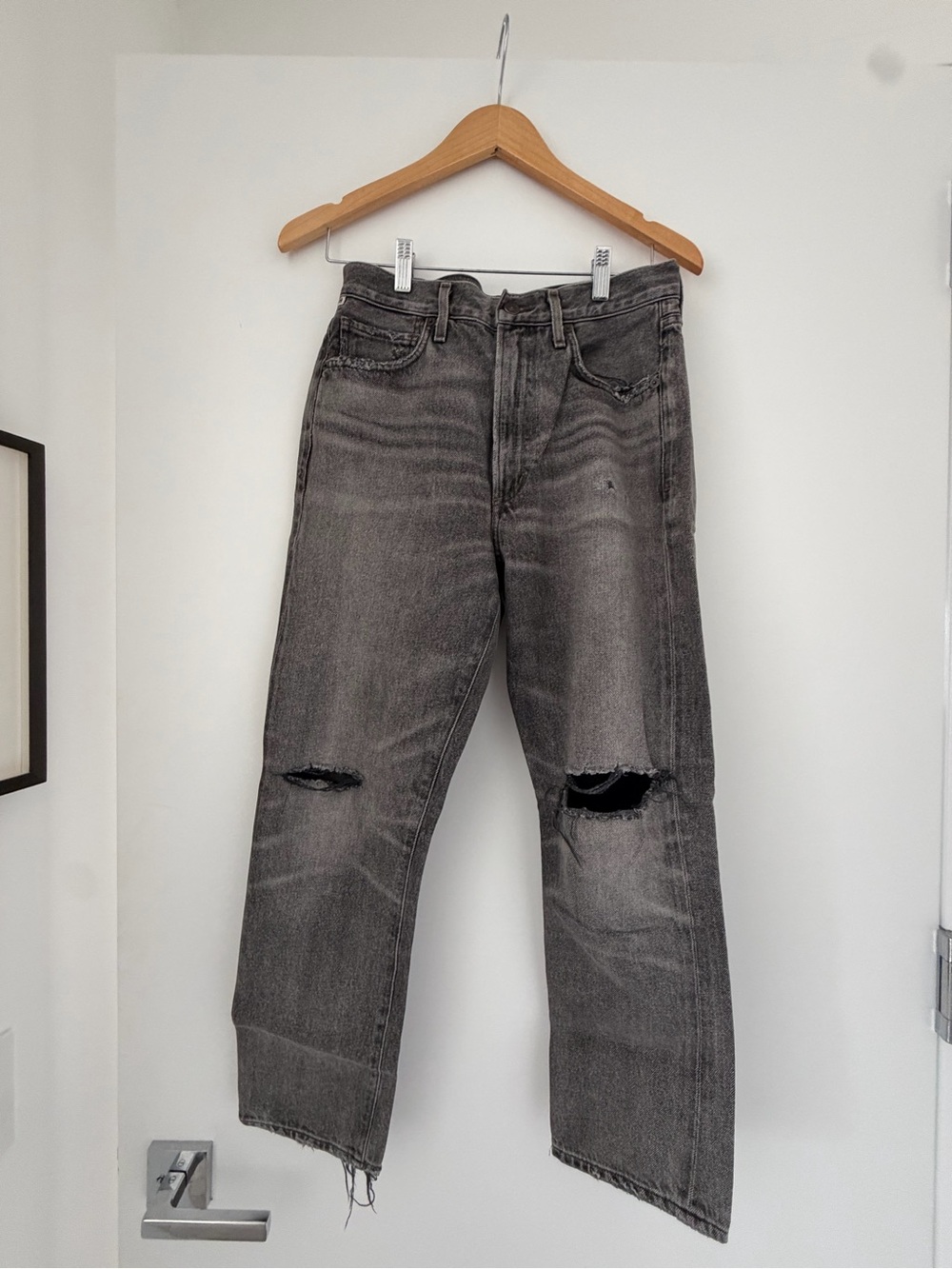 Citizens of Humanity Premier Vintage Washed Black Distressed Straight-Leg Jeans